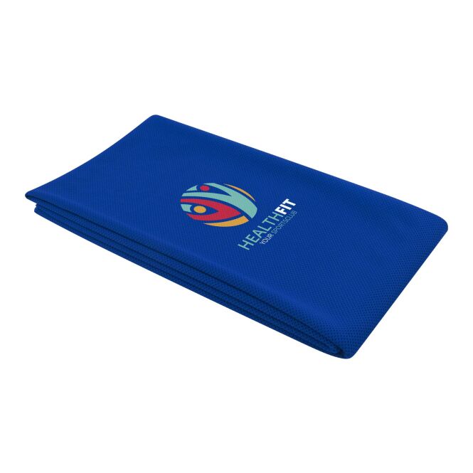 Sommer-Werbemittel Sporthandtuch Althea 70 × 140 cm – royalblau – mit Logo bedruckt 48h Express-Druck für das Sommerfest