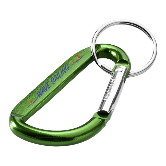 Werbeartikel Timor Karabiner – grün – mit 48h Express-Druck aus Aluminium als praktisches Messe-Giveaway für den Firmen-Schlüsselbund