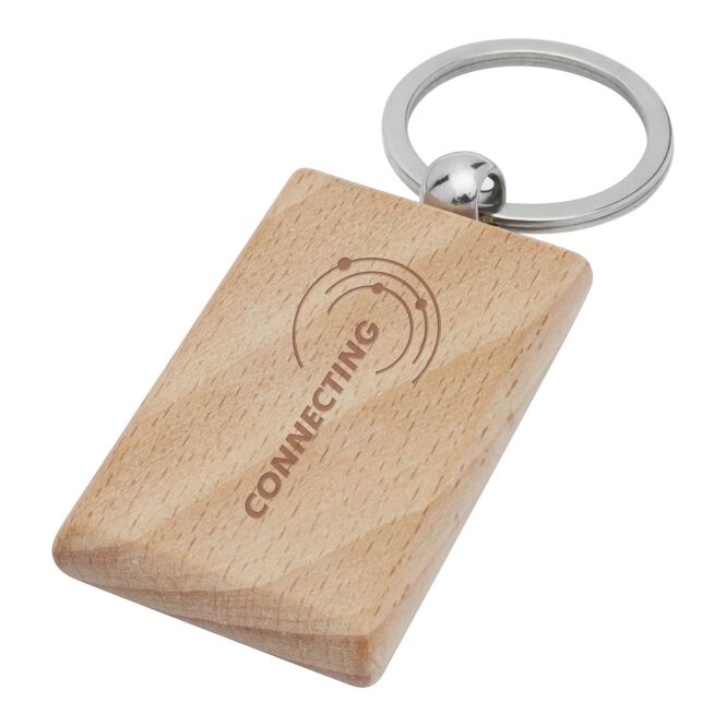 Firmengeschenk Gian Holzschlüsselanhänger – natur – mit 48h Express-Gravur aus Buchenholz 4x4cm nachhaltig für Firmen-Schlüsselbund