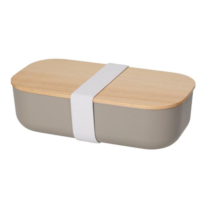 Firmengeschenk Vorratsdose Beech – haselnuss – mit individuellem Werbedruck, Bio-Kunststoff, Buchenholzdeckel, nachhaltiges Behältnis