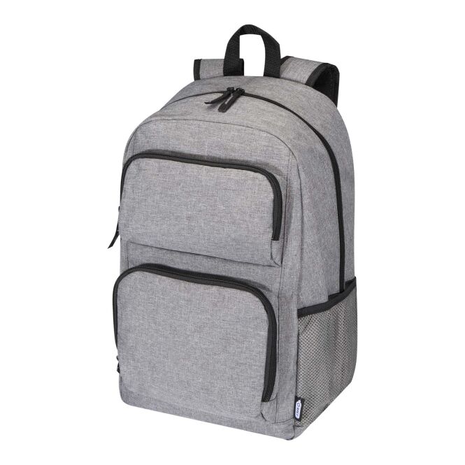 Mitarbeitergeschenk Laptop-Rucksack Graphite Deluxe – heather grau – mit Logo bedruckt 48h Express-Druck für 15,6 Zoll Laptops Büroausstattung