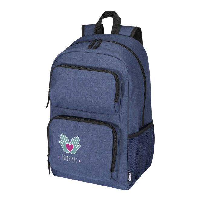 Mitarbeitergeschenk Laptop-Rucksack Graphite Deluxe – navy – mit Logo bedruckt 48h Express-Druck für 15,6 Zoll Notebooks fürs Onboarding