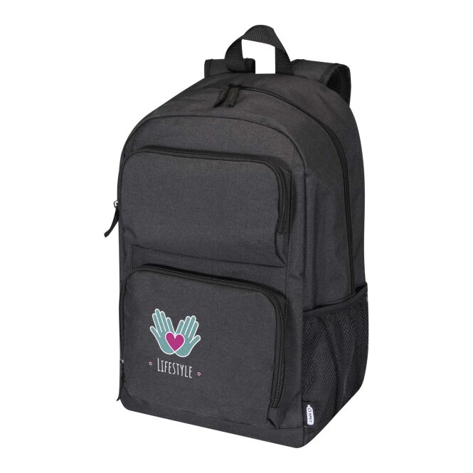Mitarbeitergeschenk Graphite Deluxe Laptop-Rucksack – heather charcoal – mit Logo bedruckt 48h Express-Druck für 15,6 Zoll Notebooks