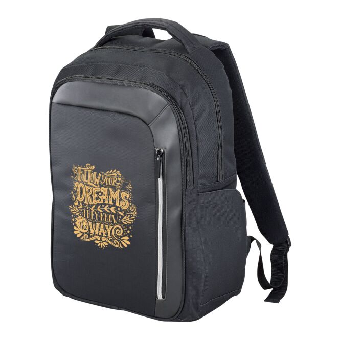 Mitarbeitergeschenk Laptop-Rucksack Vault 15,6 Zoll – schwarz – mit Logo bedruckt 48h Express-Druck für das professionelle Homeoffice
