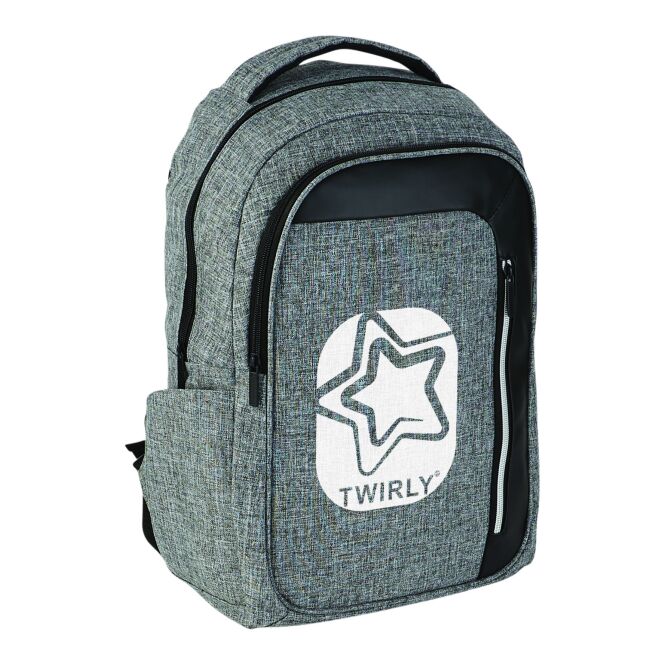 Mitarbeitergeschenk Vault RFID Laptop-Rucksack 15,6 Zoll – heather grau-schwarz – mit Logo bedruckt 48h Express-Druck für das Onboarding