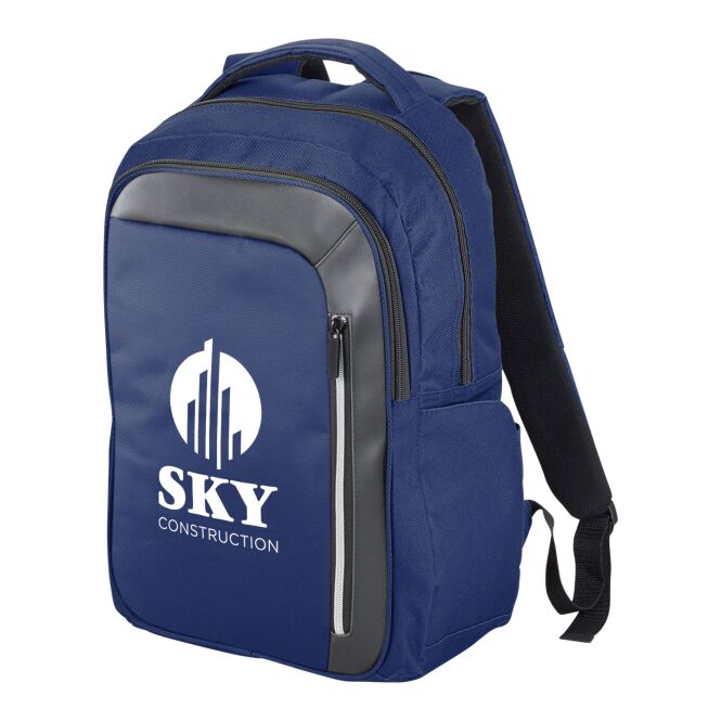 Firmengeschenk Vault RFID Laptop-Rucksack 15,6 Zoll – navy – mit Logo bestickt 48h Express-Stickerei für das moderne Business-Onboarding