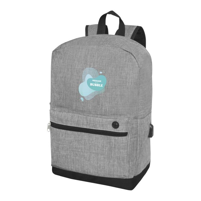 Mitarbeitergeschenk Laptoptaschen Hoss 15,6 Zoll – heather mediumgrau – mit Logo bedruckt 48h Express-Druck für das Mitarbeiter-Onboarding