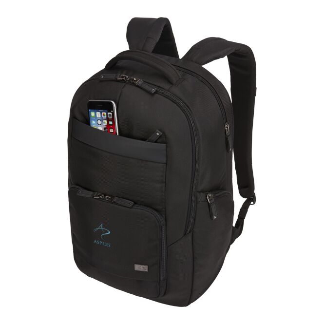 Mitarbeitergeschenk Laptop-Rucksack Notion – schwarz – mit Logo bedruckt für 15,6 Zoll Notebooks für das Mitarbeiter-Onboarding