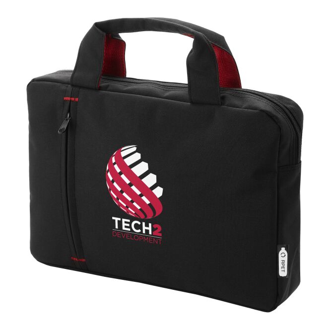 Mitarbeitergeschenk Tasche Detroit – rot-schwarz – mit 48h Express-Logodruck 100% rPET nachhaltige Businesstasche für CSR-Promotions