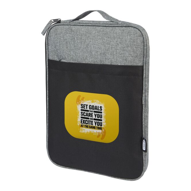 Mitarbeitergeschenk Reclaim Laptoptasche – schwarz-heather grau – mit Logo bedruckt 48h Express-Druck für 14 Zoll Notebooks nachhaltig