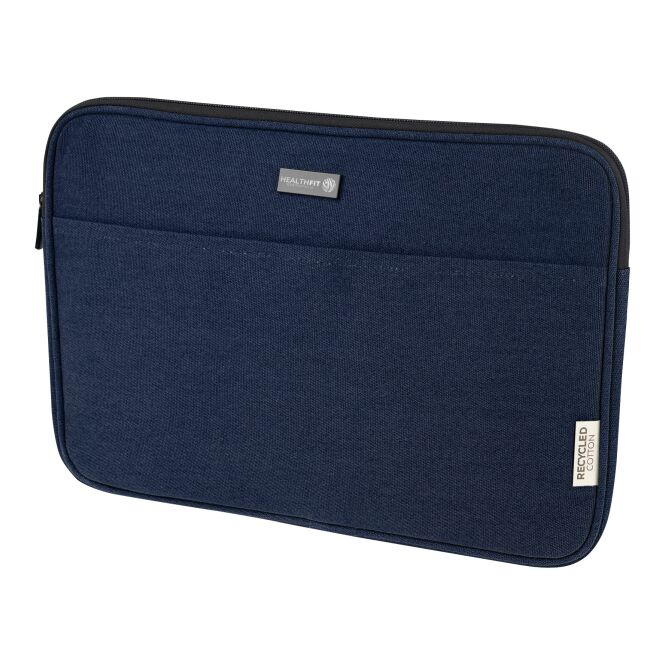 Mitarbeitergeschenk Laptoptasche Joey 14 Zoll – navy – mit Logo bedruckt 48h Express-Druck für das nachhaltige Mitarbeiter-Onboarding
