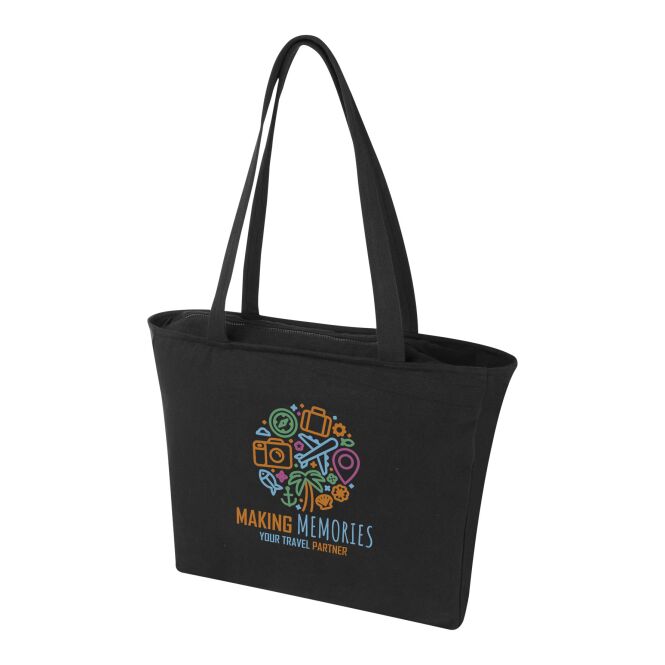 Firmengeschenk Tragetasche Weekender – schwarz – mit 48h Express-Logodruck 500g/m² Cyclo-Recyclingfasern Aware-Tracer nachhaltiges Shopper