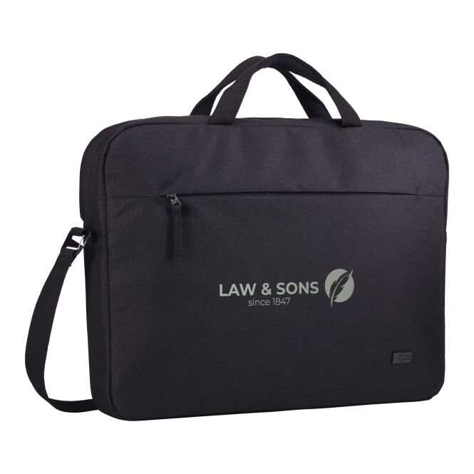 Firmengeschenk Laptoptasche Case Logic Invigo – schwarz – 48h Express-Logodruck 100% rPET 15,6Zoll nachhaltiges Transportmittel