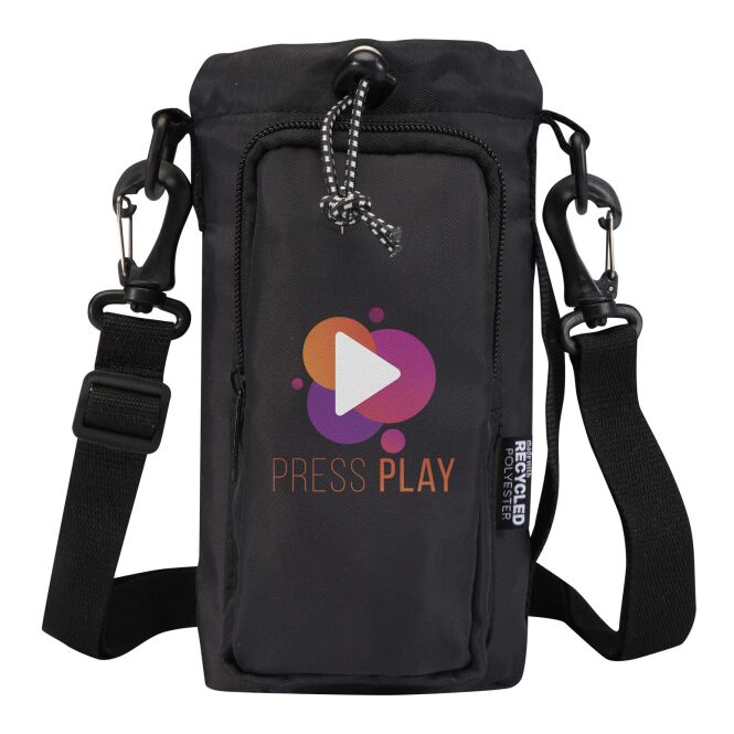 Firmengeschenk Tasche Trip Aware 2L – schwarz – mit 48h Express-Logodruck 290D rPET 2L nachhaltige Mehrwegtasche für CSR-Promotions