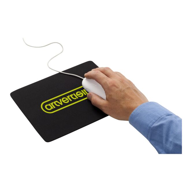 Streuartikel Mousepad Heli – schwarz – mit Logo bedruckt 48h Express-Druck für IT-Messen und Büroausstattung