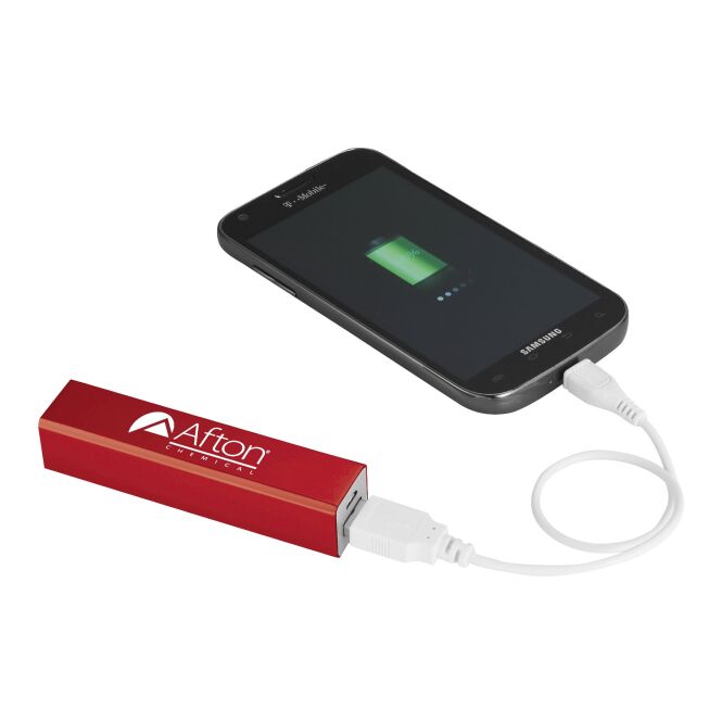 Technik-Werbemittel Powerbank Volt – rot – mit Logo bedruckt 48h Express-Druck 2200 mAh USB-Anschlüsse für das Homeoffice