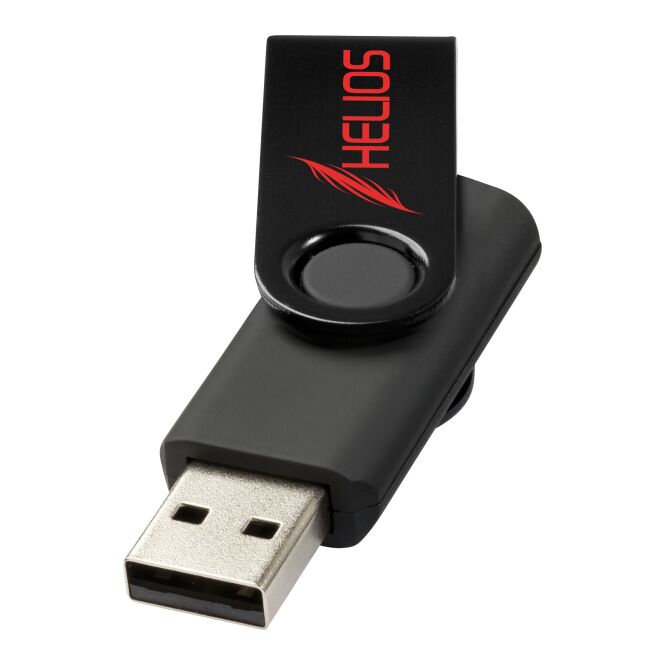 Mitarbeitergeschenk USB-Stick Rotate Metallic 4 GB – schwarz – mit Gravur 48h Express-Gravur für das Mitarbeiter-Onboarding
