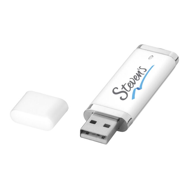 Werbeartikel USB-Stick Flat 4 GB – weiss – mit Logo bedruckt 48h Express-Druck für IT-Messen