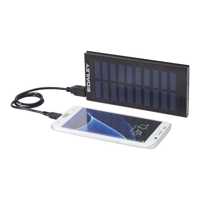Premium-Werbeartikel Solar Powerbank Stellar – schwarz – mit Logo bedruckt 48h Express-Druck 8000 mAh nachhaltig für Mitarbeiter-Onboarding