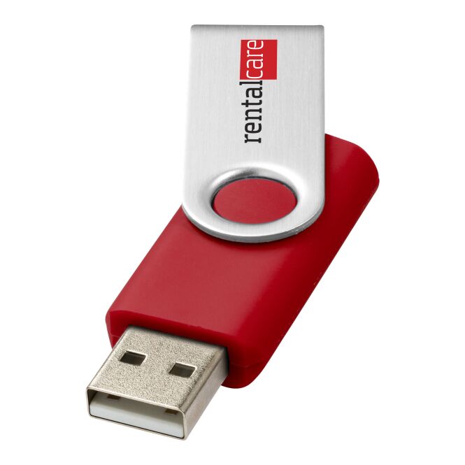 Werbeartikel Rotate Basic USB-Stick 32 GB – rot – mit Logo bedruckt 48h Express-Druck für IT-Messen als Messe-Streuartikel