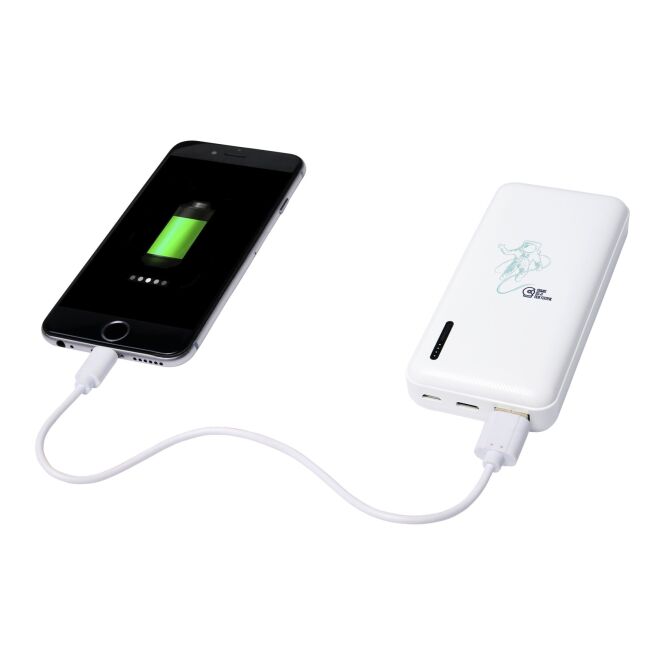 Premium-Werbeartikel Powerbank Compress – weiss – mit Logo bedruckt 48h Express-Druck 10.000 mAh USB-C für das Mitarbeiter-Onboarding