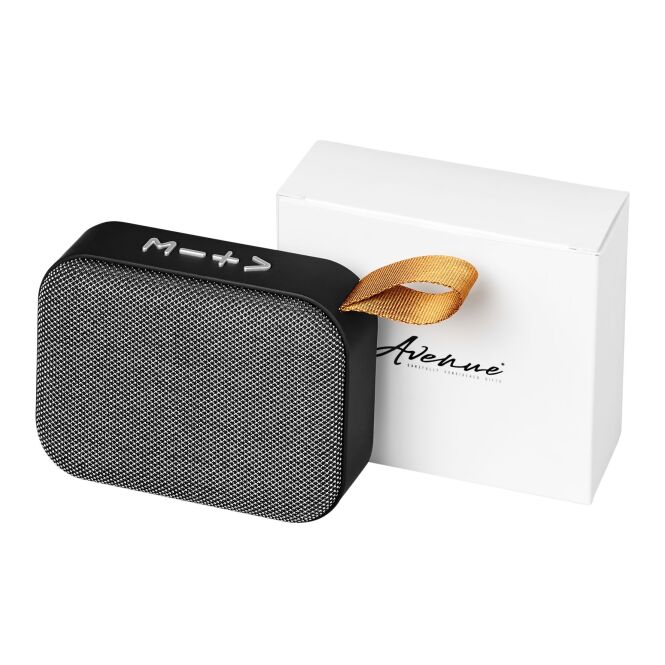 Kundengeschenk Bluetooth Lautsprecher Fashion Stoff – grau – mit Logo bedruckt 48h Express-Druck 3W 400mAh für das Homeoffice