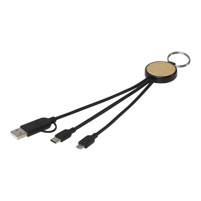 Werbeartikel 6-in-1 Ladekabel Tecta – schwarz – mit Logo bedruckt 48h Express-Druck nachhaltig 25cm USB-C für den Büroalltag
