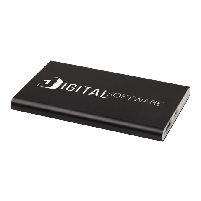 Premium-Werbeartikel Powerbank Pep 4000 mAh – titan – lasergraviert 48h Express-Gravur nachhaltig 10W USB-C für das Homeoffice