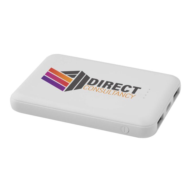 Firmengeschenk Powerbank Asama 5000 mAh – weiss – mit Logo bedruckt 48h Express-Druck 10W USB-C nachhaltig für das Homeoffice