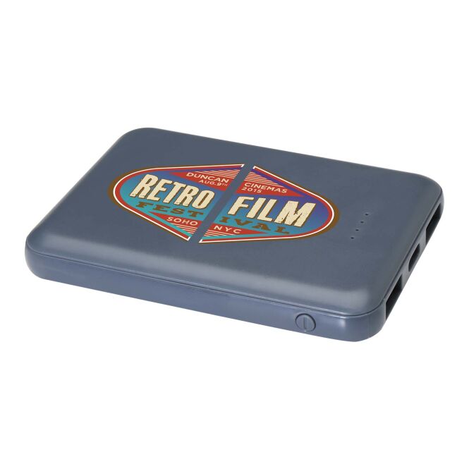 Werbeartikel Powerbank Asama – blau – mit Logo bedruckt 48h Express-Druck 5000 mAh Typ-C 10W nachhaltig für den Büroalltag