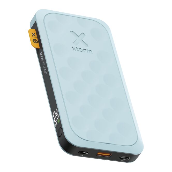 Technik-Werbemittel Powerbank Xtorm FS510 – aquablau – mit Logo bedruckt 48h Express-Druck 10.000 mAh 20W USB-C für das Mitarbeiter-Onboarding