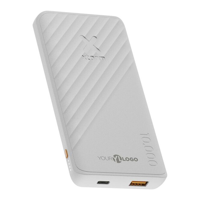 Kundengeschenk Powerbank Xtorm XG210 Go2 – weiss – mit Logo bedruckt 48h Express-Druck 10.000 mAh 15W Schnellladung für das Mitarbeiter-Onboarding
