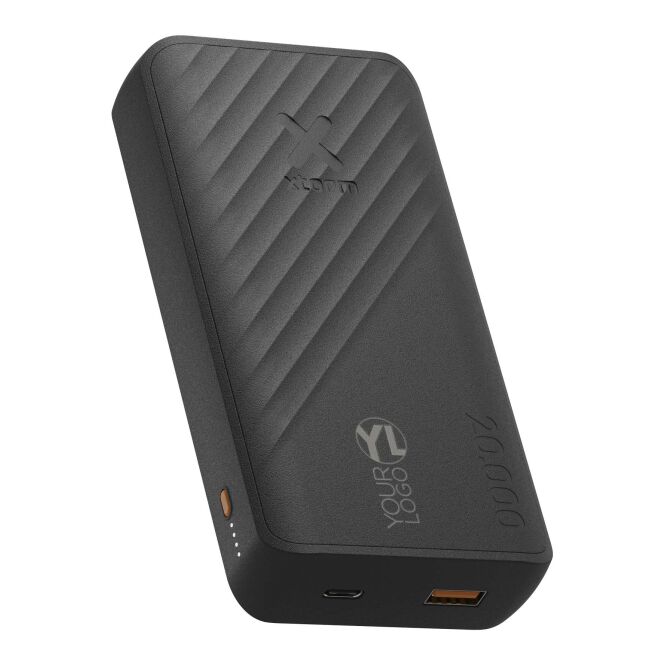 Premium-Werbeartikel Powerbank Xtorm XG220 Go2 – schwarz – mit Logo bedruckt 48h Express-Druck 20.000 mAh 15W FastCharge für Kundenpräsent