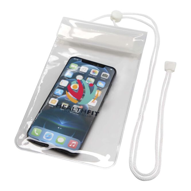 Streuartikel wasserdichte Handytasche XL Dombay – weiss – mit Logo bedruckt 48h Express-Druck IPX7-zertifiziert für den Outdoor-Einsatz