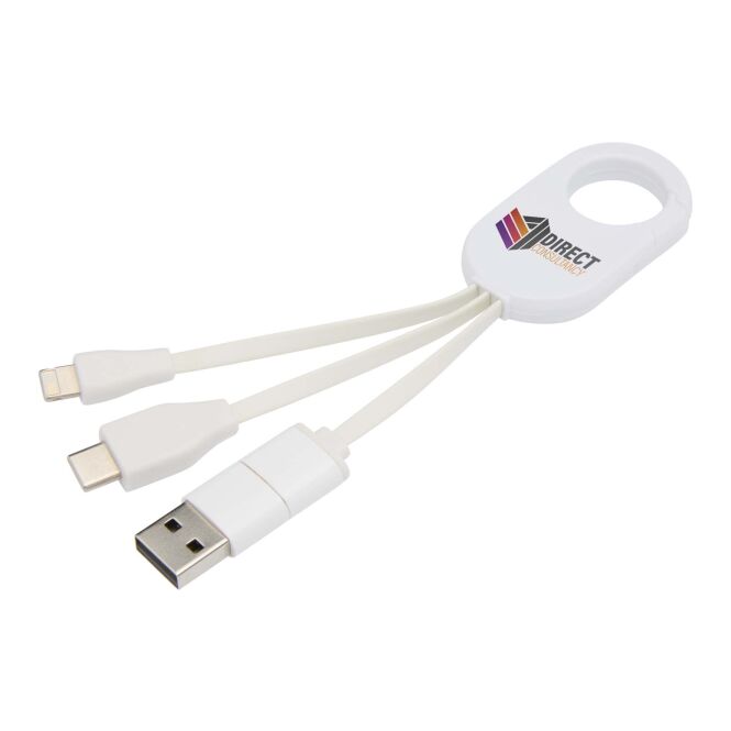 Streuartikel Troop 4-in-1 Ladekabel – weiss – mit Logo bedruckt 48h Express-Druck nachhaltig USB-C USB-A für den Büroalltag