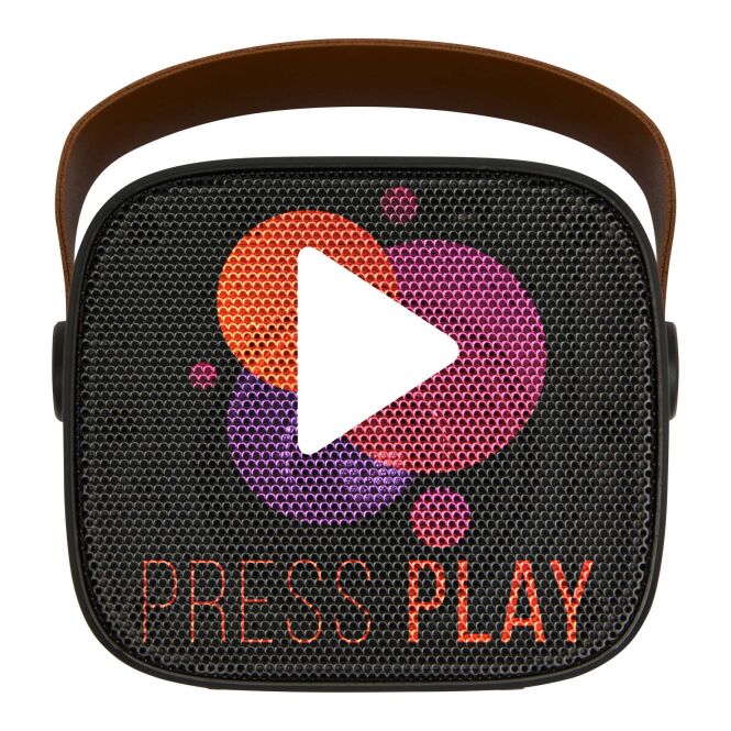 Premium-Werbeartikel Bluetooth Lautsprecher Diya 3W – schwarz – mit Logo bedruckt 48h Express-Druck nachhaltig für das Mitarbeiter-Onboarding