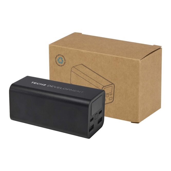 Kundengeschenk Powerbank Acamar – schwarz – lasergraviert 48h Express-Gravur 20.000 mAh 70W USB-C nachhaltig für das Mitarbeiter-Onboarding