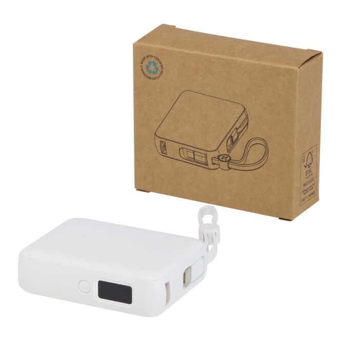 Technik-Werbemittel Powerbank Acrux 35W 10.000 mAh – weiss – mit Logo bedruckt 48h Express-Druck nachhaltig für das Homeoffice