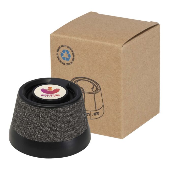 Premium-Werbeartikel Bluetooth Lautsprecher Horna – schwarz – mit Logo bedruckt nachhaltig 3W magnetisch für das Homeoffice