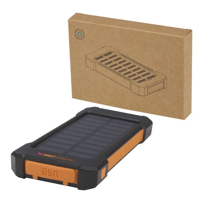 Premium-Werbeartikel Altair Solar Powerbank – schwarz – mit Logo bedruckt 48h Express-Druck 10W 5000 mAh USB-C nachhaltig