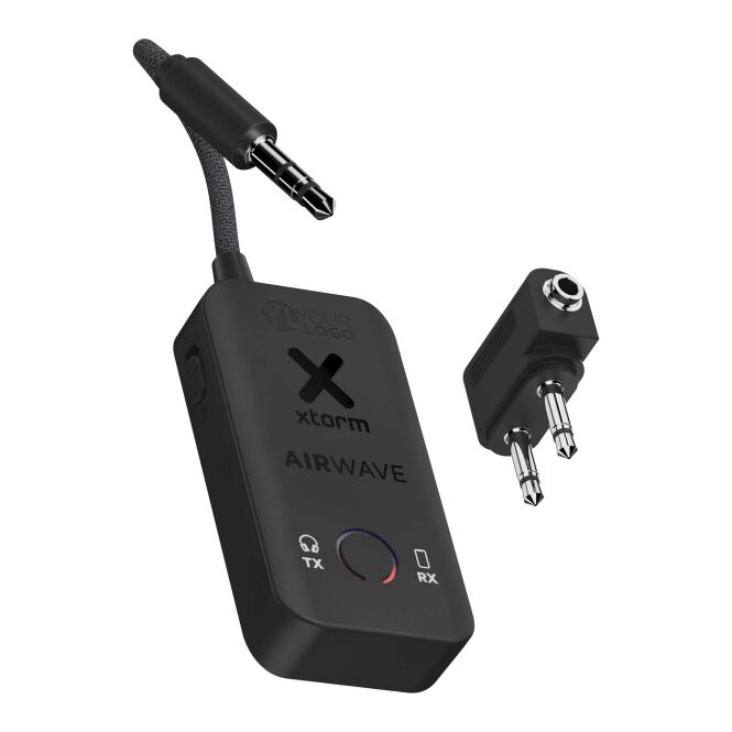 Kundengeschenk Xtorm AirWave Bluetooth Audio Adapter – schwarz – mit Logo bedruckt 48h Express-Druck 9h Akku für das Homeoffice