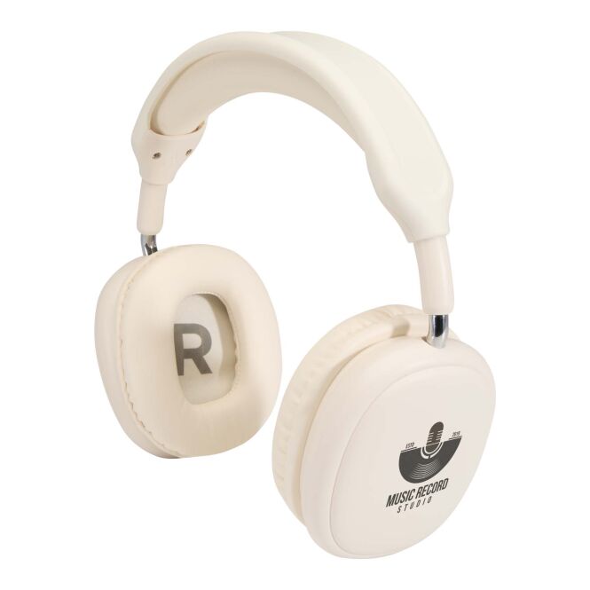 Premium-Werbeartikel Alzir Over-Ear Bluetooth Headset – weiss – mit Logo bedruckt 48h Express-Druck nachhaltig 12h Laufzeit für das Homeoffice