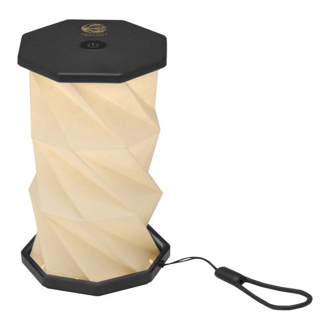 Firmengeschenk Tischlampe Celestia – schwarz – mit 48h Express-Werbedruck aus recyceltem Kunststoff moderne Akkuleuchte