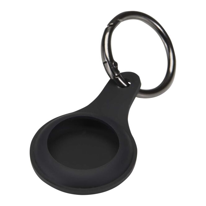 Kundengeschenk Tracking-Tag Halter Nebula – schwarz – mit Logo bedruckt 48h Express-Druck nachhaltig für Messen & Promotion
