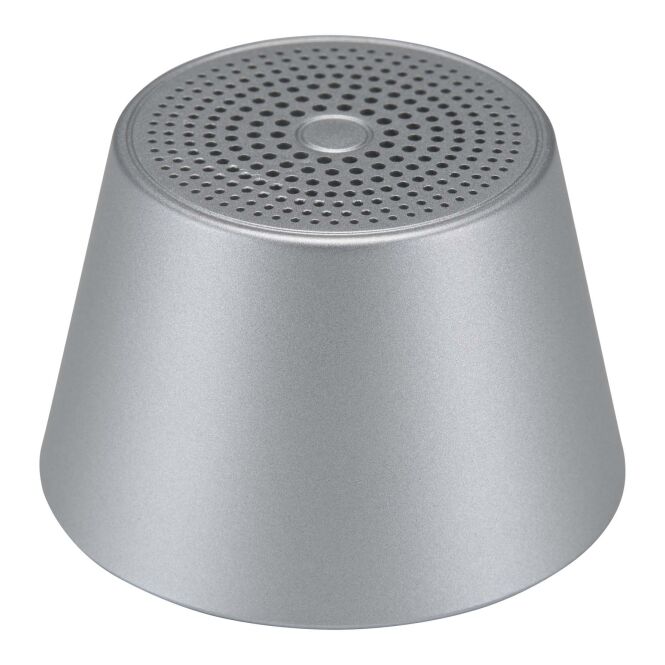 Firmengeschenk Bluetooth Lautsprecher SMART 3W – silber – mit Logo bedruckt 48h Express-Druck nachhaltig für das Mitarbeiter-Onboarding