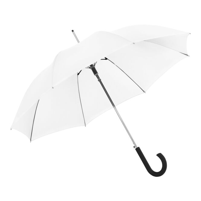 Firmengeschenk Automatikschirm doppler MiA Graz Lang AC – weiss – mit individuellem Logodruck sturmfest für Hotellerie & Gastronomie