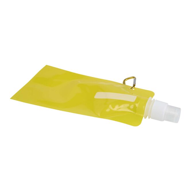 Werbeartikel Sipzy faltbare Kunststoffflasche – gelb – im 48h Express-Druck 480 ml BPA-frei für Sportevents & Turniere