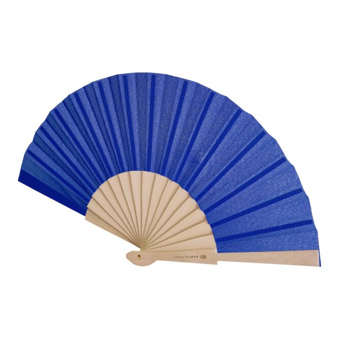 Werbeartikel Handfächer Manuela – royalblau – mit Logo bedruckt 48h Express-Druck für das Sommerfest als Sommer-Giveaway