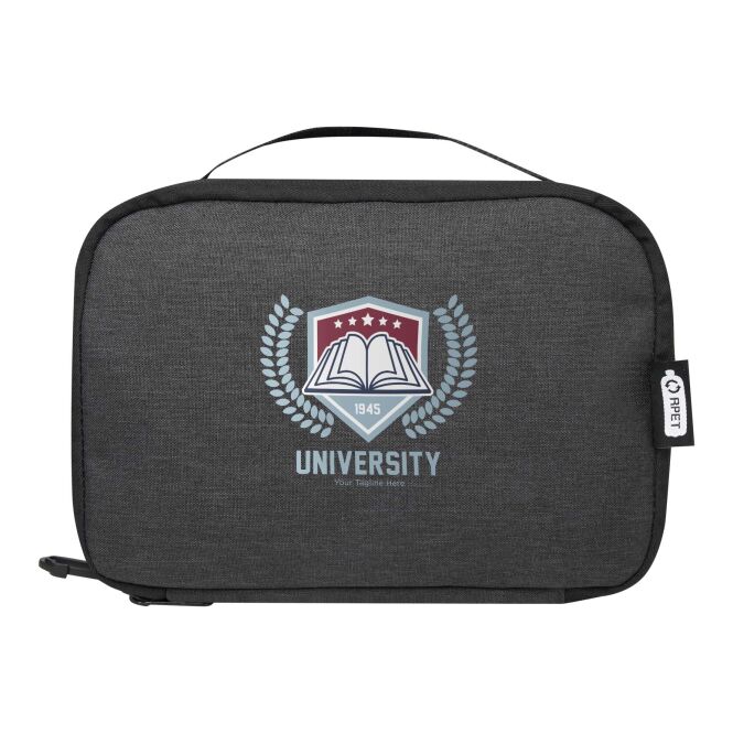 Mitarbeitergeschenk Tasche Ross GRS rPET – heather charcoal – mit 48h Express-Logodruck 1l 100% recycelt nachhaltiges Travel-Accessoire