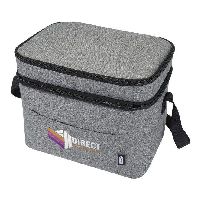 Firmengeschenk Kühltasche Tundra GRS RPET – heather grau – 48h Express-Logodruck 13L 100% GRS-recyceltes Polyester nachhaltiges Accessoire